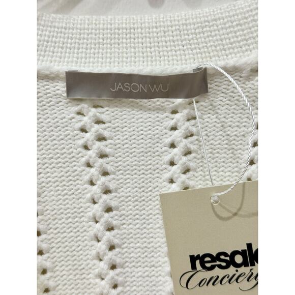 Jason Wu V-Neck Buttoned Long Sleeve Peplum Cardigan Sweater White Women's Small - Picture 3 of 4